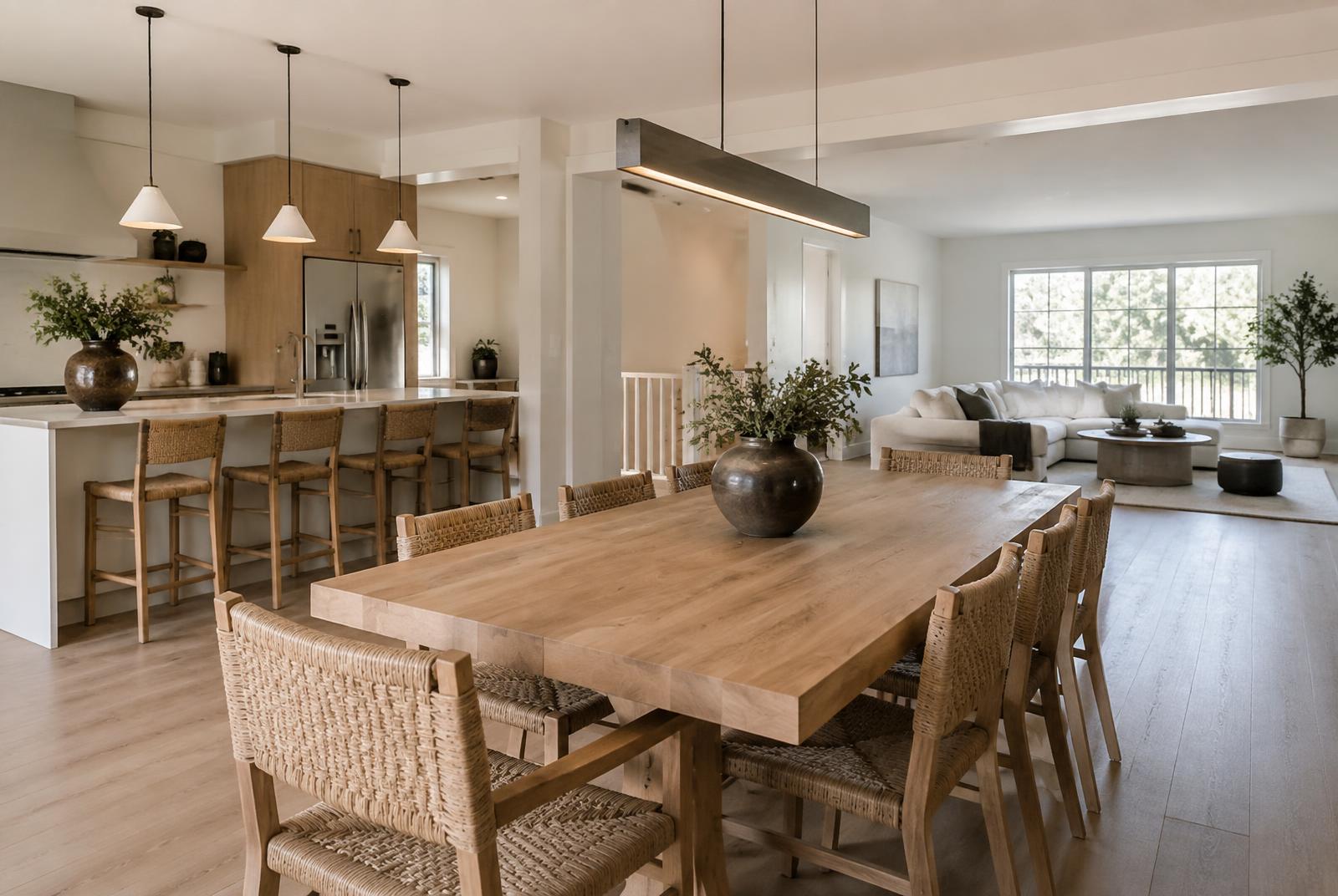 Design concept: open dining area connecting kitchen and living